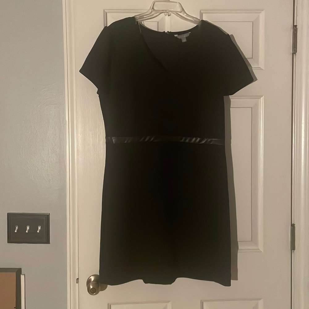 Sharagano Black Faux Suede Sheath Dress NWOT